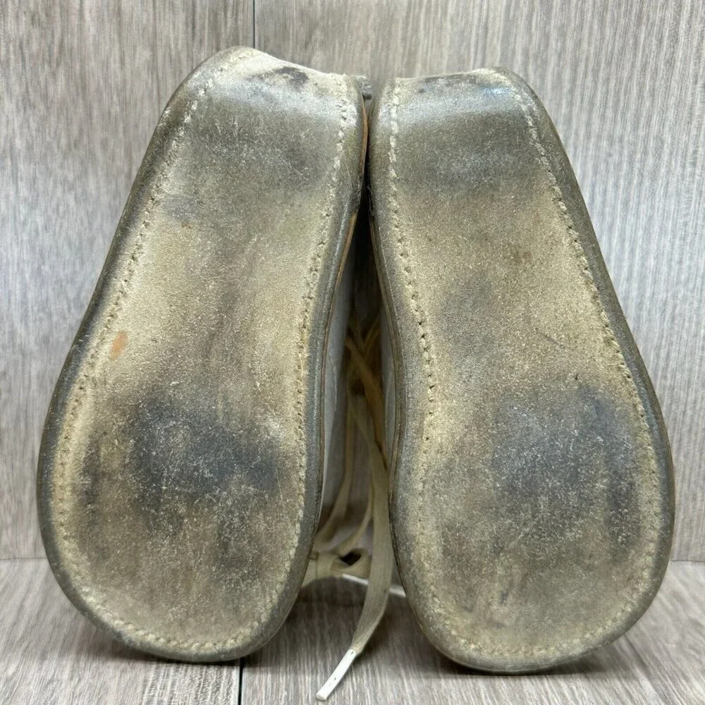 VTG Jumping Jacks Boots Youth Size 2 Moccasin High Top Leather Off White